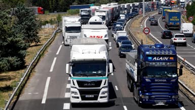 Des poids lourds sur l'autoroute