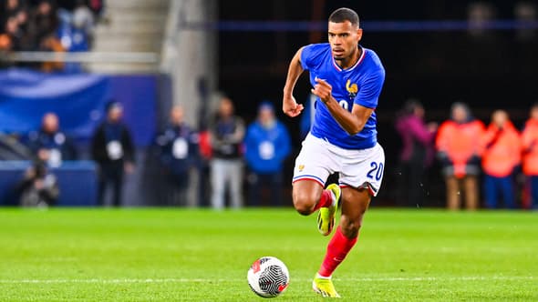 Andy Diouf, ici lors du match amical entre la France U23 et les Etats-Unis (2-2) le 25 mars 2024, a été appelé par Thierry Henry pour disputer les JO de Paris 2024