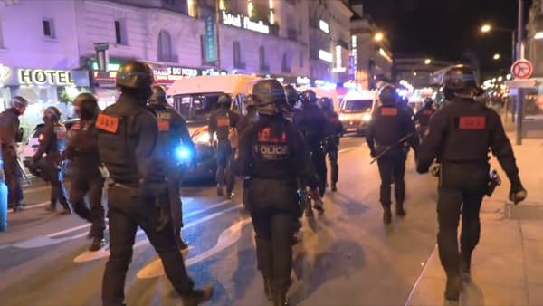 Des forces de l'ordre déployées ce lundi 10 juin 2024 aux abords d'une mobilisation contre l'extrême droite.