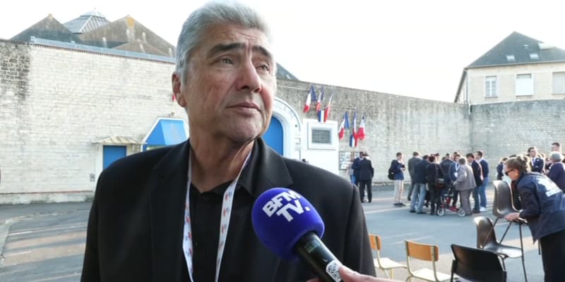 Dominique Garcia, père d'Arnaud Garcia, agent pénitentiaire tué lors de l'attaque d'un fourgon au péage d'Incarville (Eure), à la maison d'arrêt de Caen (Calvados) le mercredi 5 juin 2024.