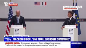 Emmanuel Macron, en présence de Joe Biden: "Nos deux pays sont déterminés à exercer les pressions nécessaires" contre l'Iran