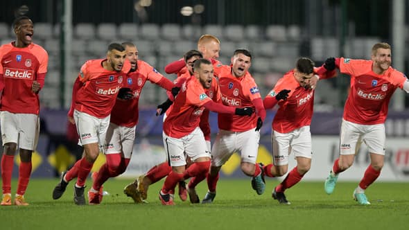 Le FC Rouen, tombeur aux tirs au but de Toulouse en 16e de finale de Coupe de France, le 21/01/2024