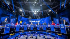 Les principales têtes de liste pour les européennes lors d'un débat sur BFMTV le 27 mai 2024