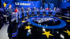 Les principales têtes de liste pour les européennes lors d'un débat sur BFMTV le 27 mai 2024