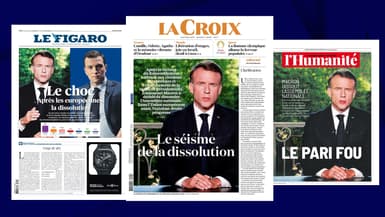Les unes du Figaro, de La Croix et de L'Humanité du lundi 10 juin 2024