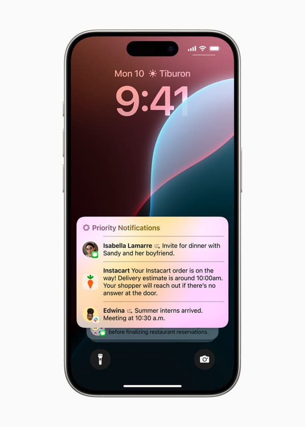Avec Apple Intelligence, les notifications "prioritaires" apparaîtront en haut de la pile.