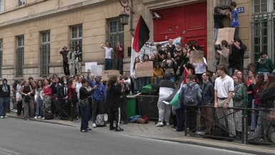 Rassemblement devant le lycée Henri IV à Paris contre l'extrême droite le 10 juin 2024.